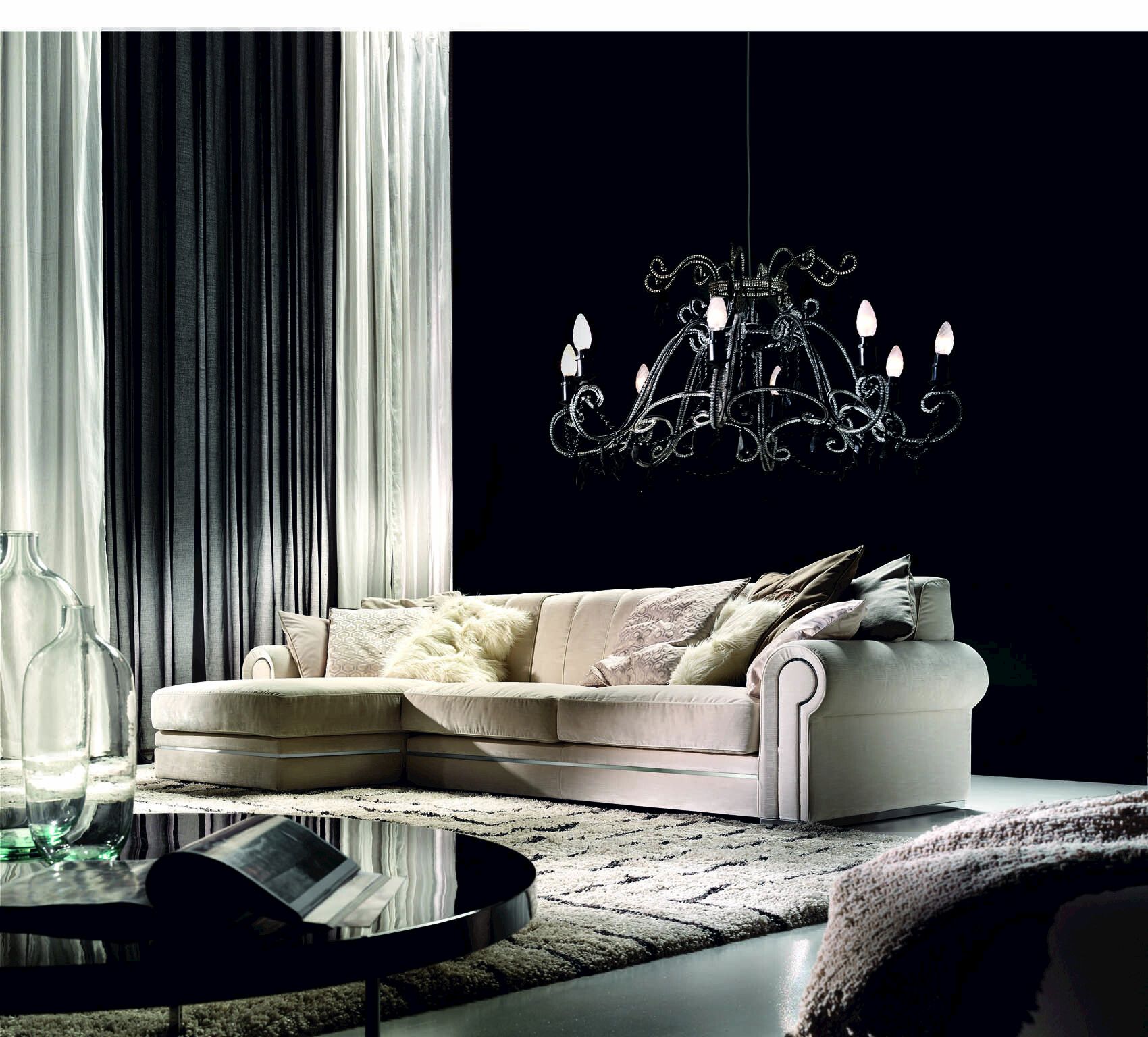 Бархатный диван с полуостровом Former In Italia ARCH-00096582 - Вид №1