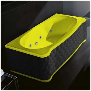 Ванна Gruppo treesse New Classic Young STD-V6747-DX-KC-Z жёлтая с гидромассажем прямоугольная правая чёрная кожа