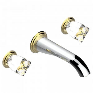 U6A-41GB Внешняя часть смесителя встраиваемого в стену для ванны на три отверстия с изливом ГОЛИАФ Thg-paris Pétale de Cristal, прозрачный хрусталь Хром-золото