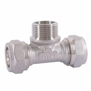 HLV-114333.№.05 Тройник обжимной HLV  с переходом на наружную резьбу
