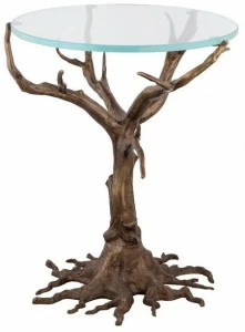 Il Bronzetto Журнальный столик из латуни со стеклянной столешницей Eclectic Oak01