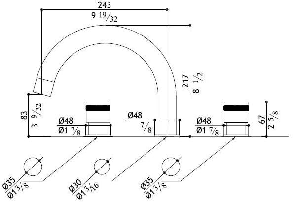 MGS Смеситель для ванны из нержавеющей стали с раздельными розетками Ergon sun-id-1373624 - Вид №4
