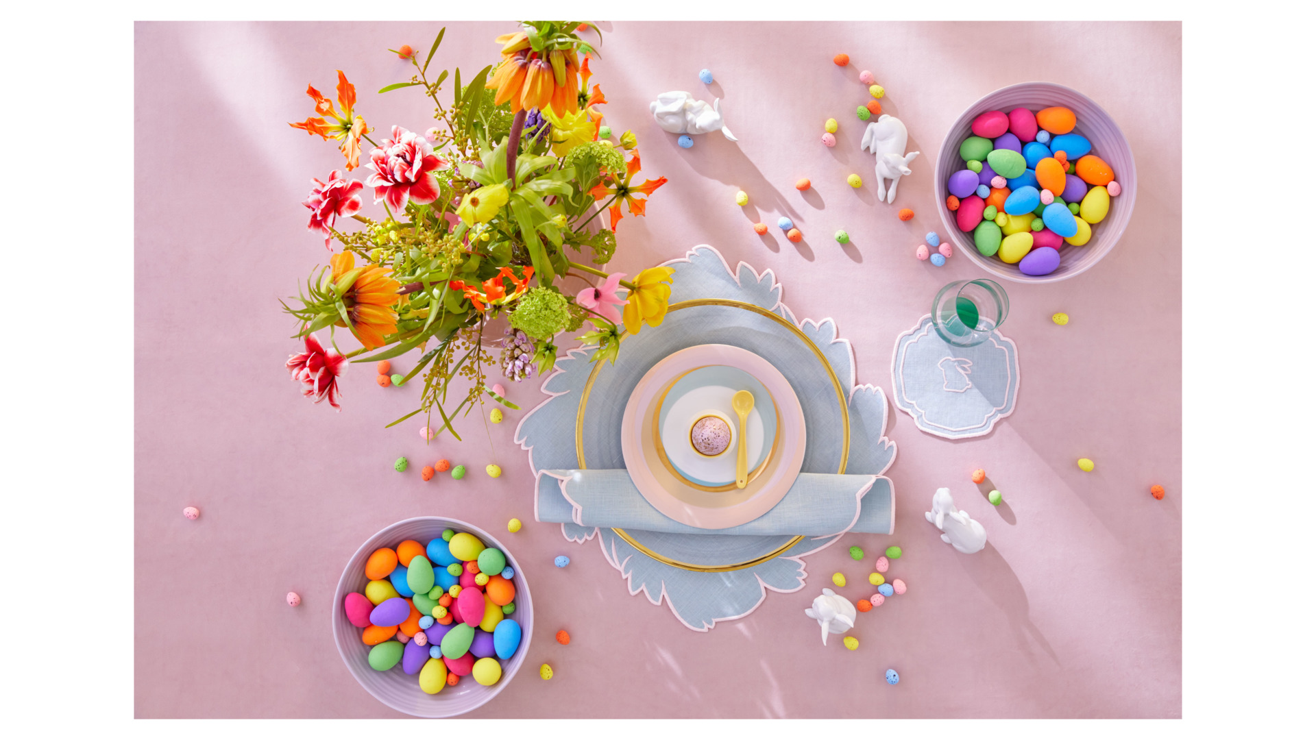 10677591 Truffle Bee Набор плейсматов Truffle Bee Easter Bunny Linen little 46х46см, 2шт, тиффани-розовый, лен Ткань  - Вид №1