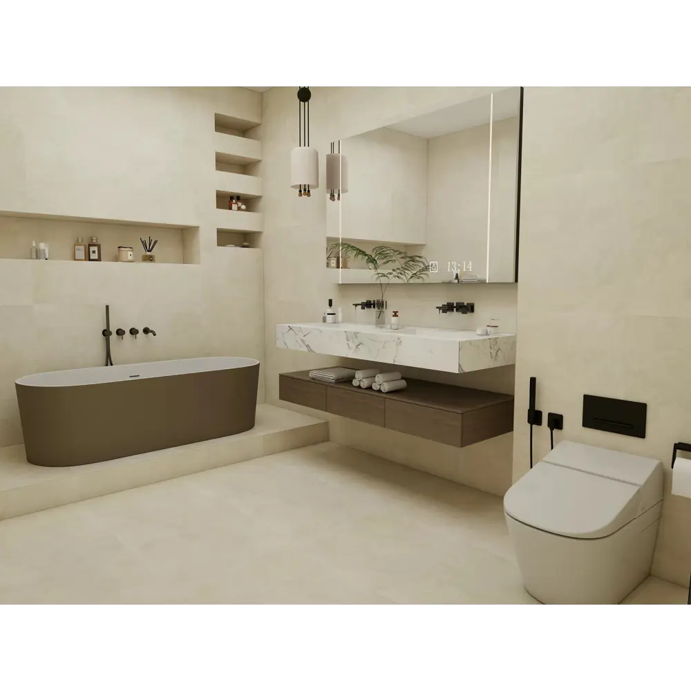 Керамогранит Duna Cemento Ivory Carving 60x60 матовый карвинг цвет бежевый 1.44 м² Santreyd STLM-2113249 - Вид №4