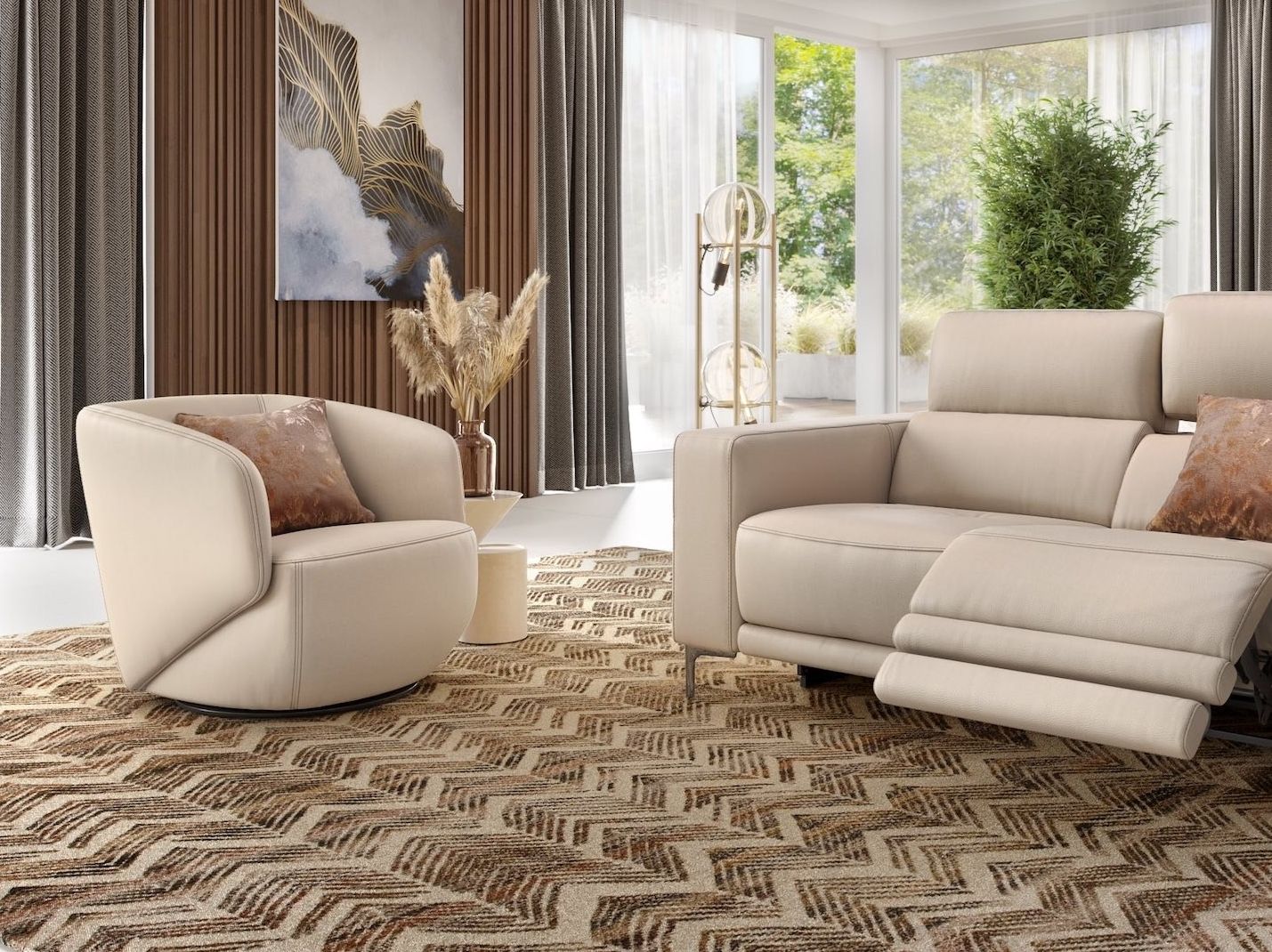 Кожаное вращающееся кресло с подлокотниками Sofanella VIGO ARCH-00074100 - Вид №1