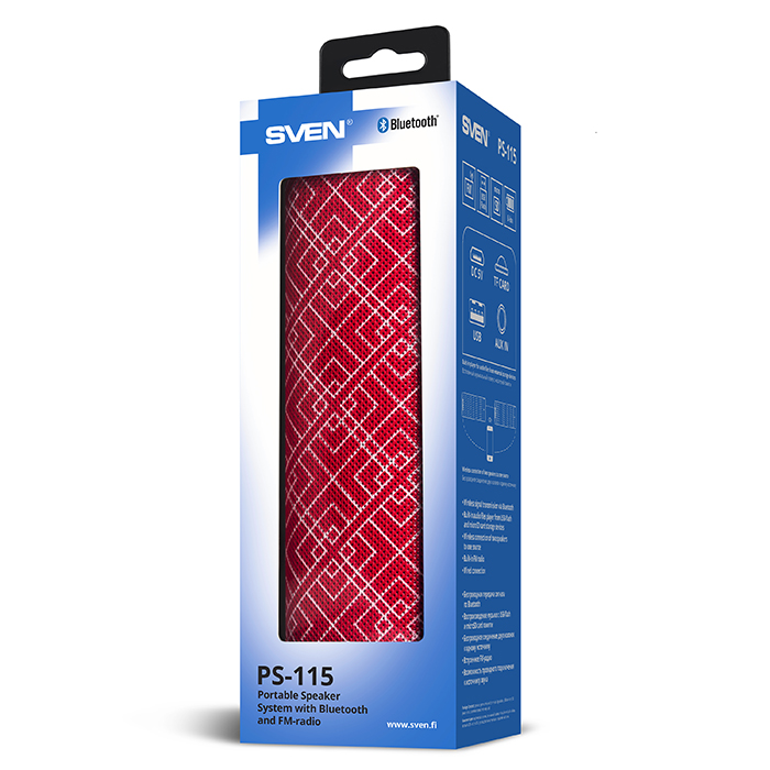 SV-018627 ps-115, красный, акустическая система (2.0, мощность 2x5 вт (rms), tws, bluetooth, fm, usb, microsd, встроенный аккумулятор) Sven Santreyd  - Вид №8