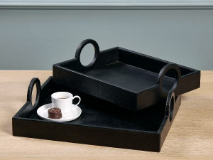 Прямоугольный кожаный поднос