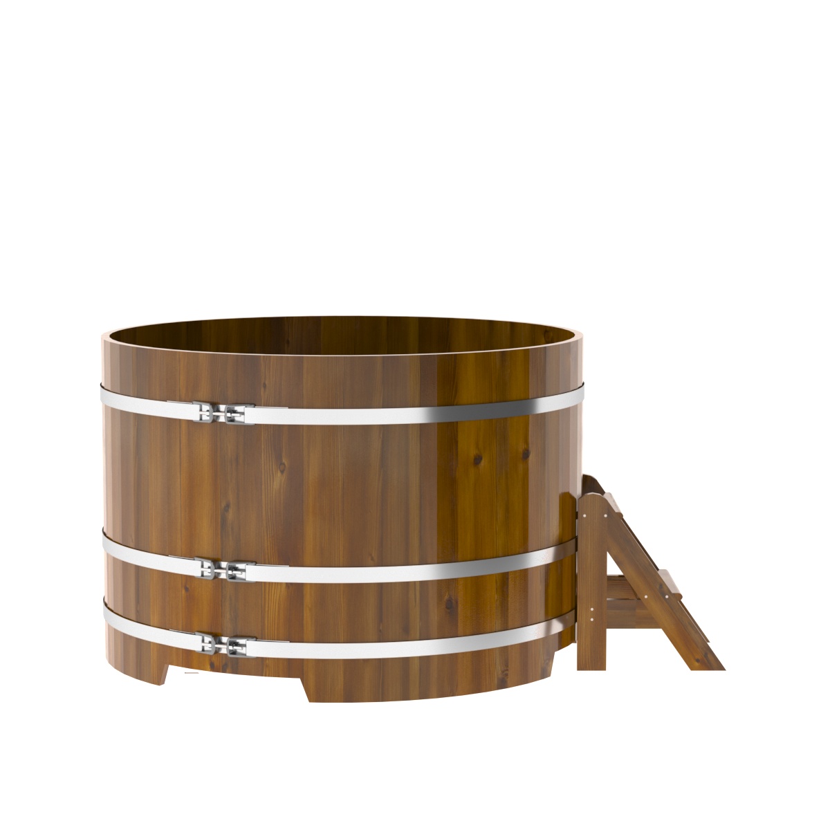 2230 Купель круглая из лиственницы Рустик d=1,50х1,0 морёная Alyarus  - Вид №3