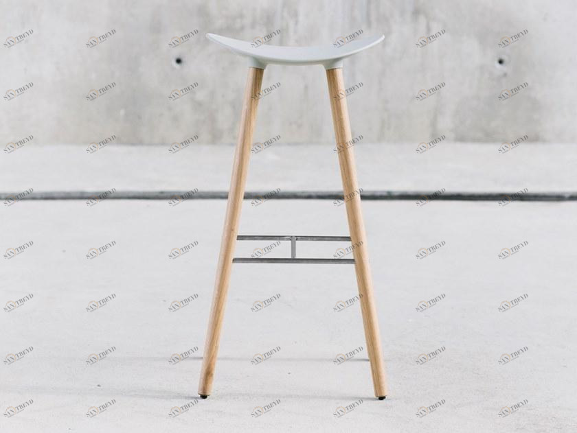 ENEA Высокий табурет с подставкой для ног из дуба и полипропилена Coma wood sun-id-1438429