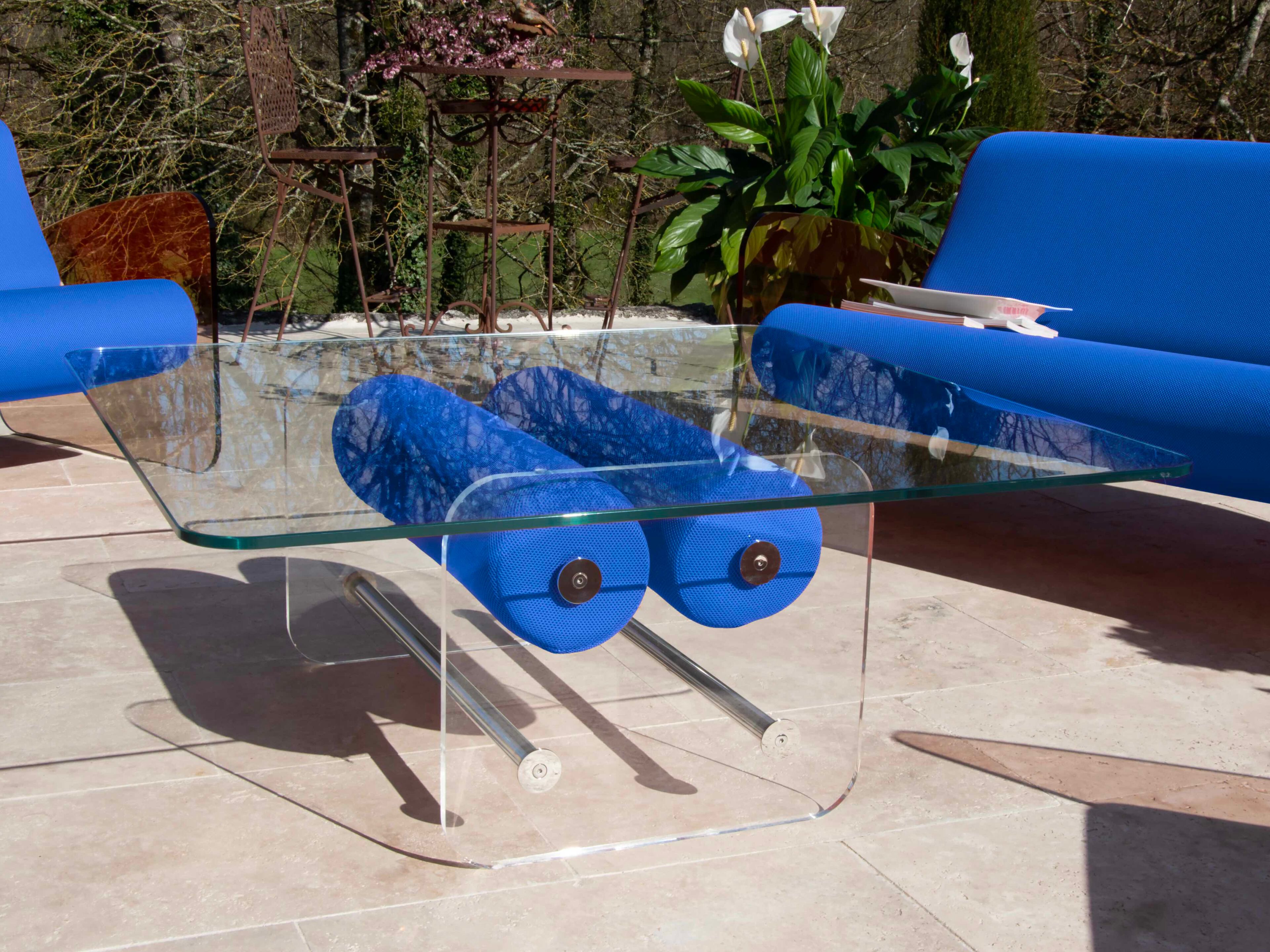 Квадратный стол из ПММА и стекла KUUMO COFFEE TABLE XL MW BLUE ARCH-00034385 - Вид №1