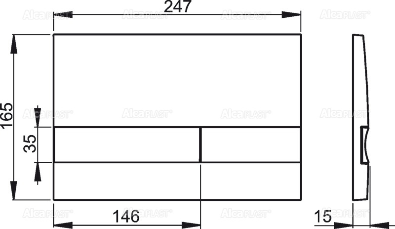 Кнопка управления для скрытых систем инсталляции, черный/xром-мат ALCAPLAST M17282 - Вид №3