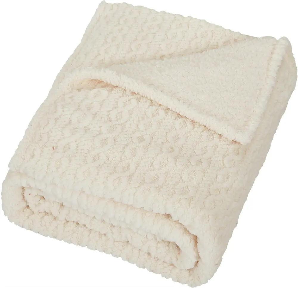 Плед STOLITSA TEKSTILYA Braid: уютный велсофт экрю 180×200 см 88035588