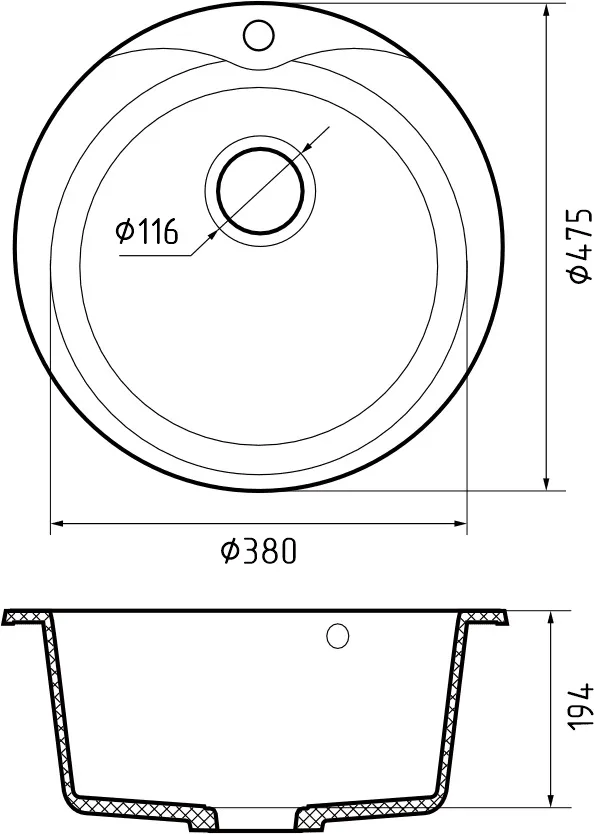 Кухонная мойка R-480 GRANFEST RONDO - Вид №1