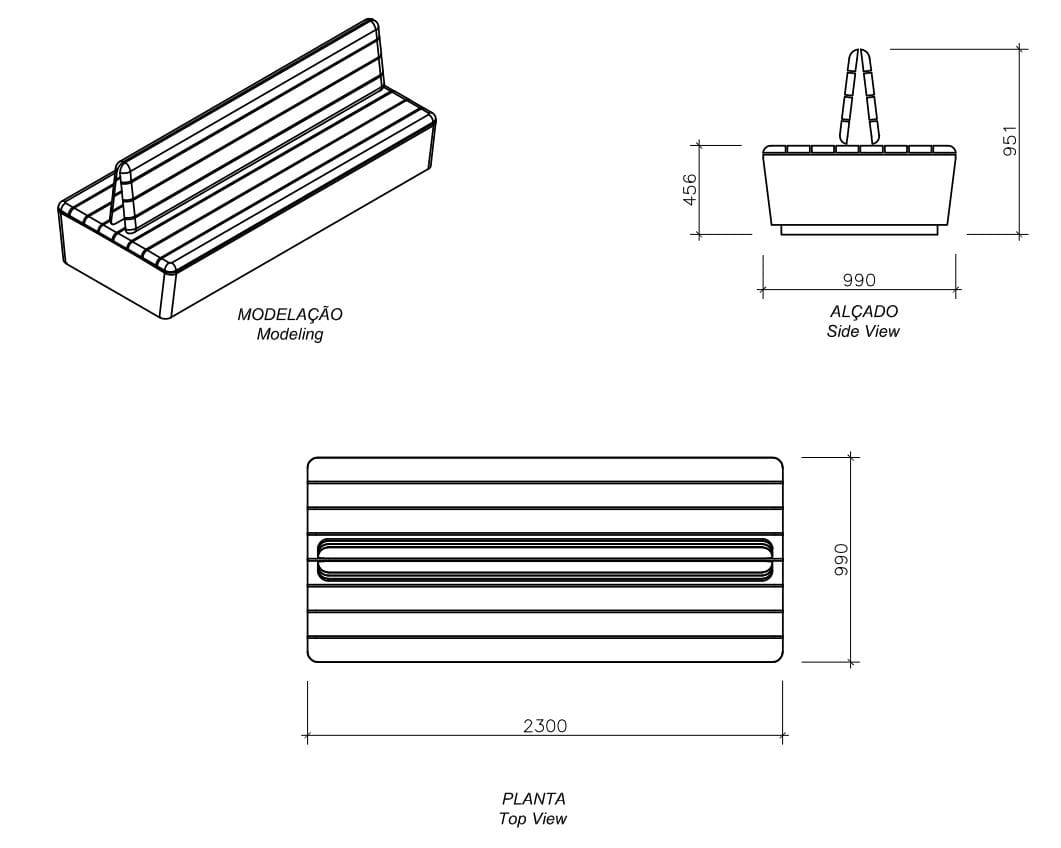 Бетонная скамейка с деревянной спинкой amop Коимбра ARCH-00078982 - Вид №2