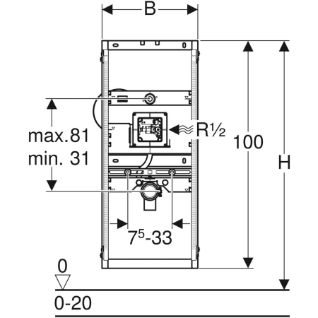 GEBERIT 461.689.00.1 Инсталляция Geberit GIS для писсуара, 114–132 см, универсальная, для скрытой системы управления смывом писсуара  - Вид №2