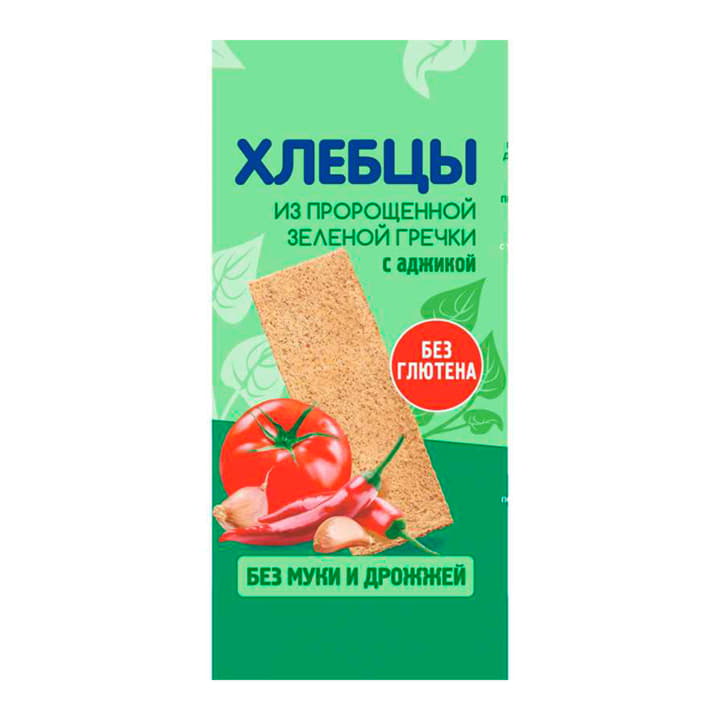 Хлебцы из пророщенной зеленой гречки с аджикой 100 г Santreyd 13136