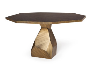 Круглый латунный обеденный стол с центральным основанием