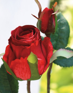 3295 444 a3 Искусственная роза, 1 цветок, 1 бутон, 45 см, красная H-andreas