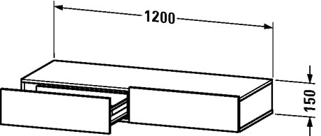 DS827100707 Полочка с ящиком DuraStyle #DS8271 1200 x 440 мм Бетонно-серый матовый декор Duravit - Вид №1