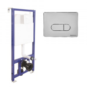 040233 Инсталляция BERGES для скрытого монтажа унитаза NOVUM кнопка D3 хром глянец  Berges NOVUM