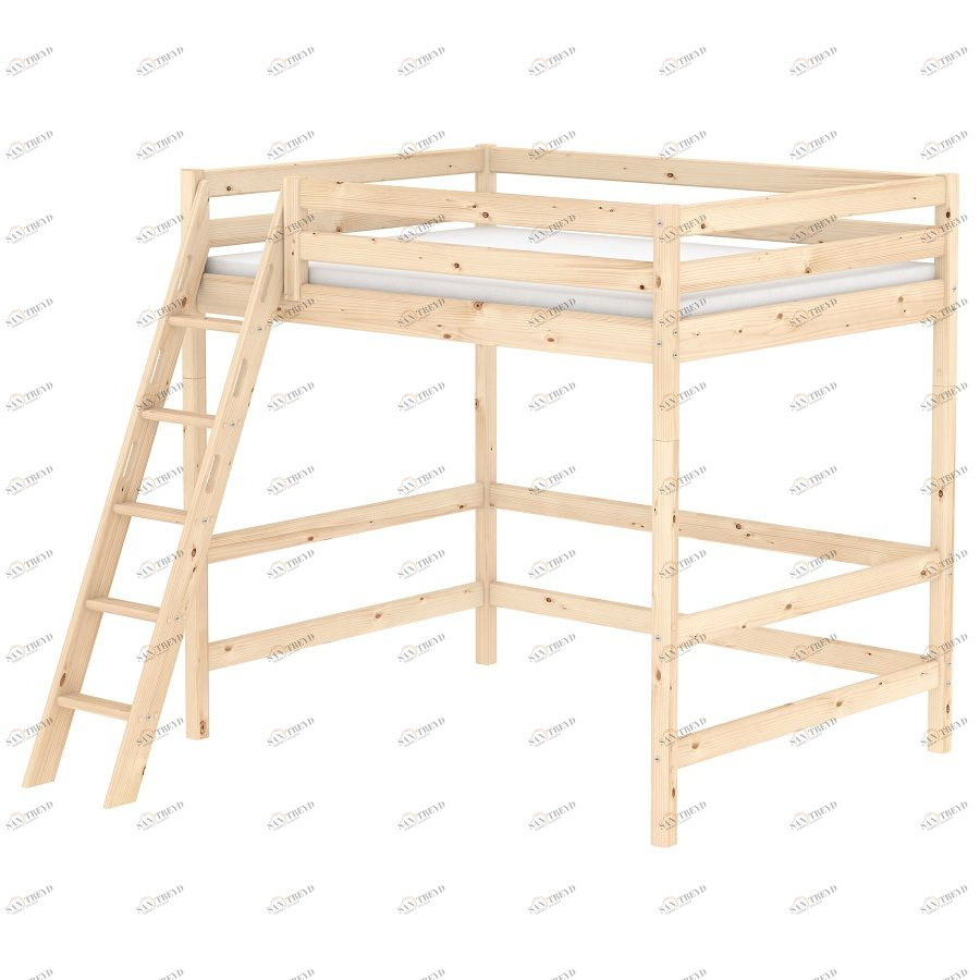 Кровать Flexa Classic высокая односпальная с наклонной лестницей, лакированная, 190 см 9010622101