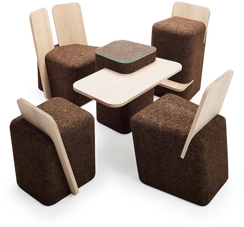 BlackCork Табурет из пробкового дерева со спинкой Cut sun-id-1492956 - Вид №2