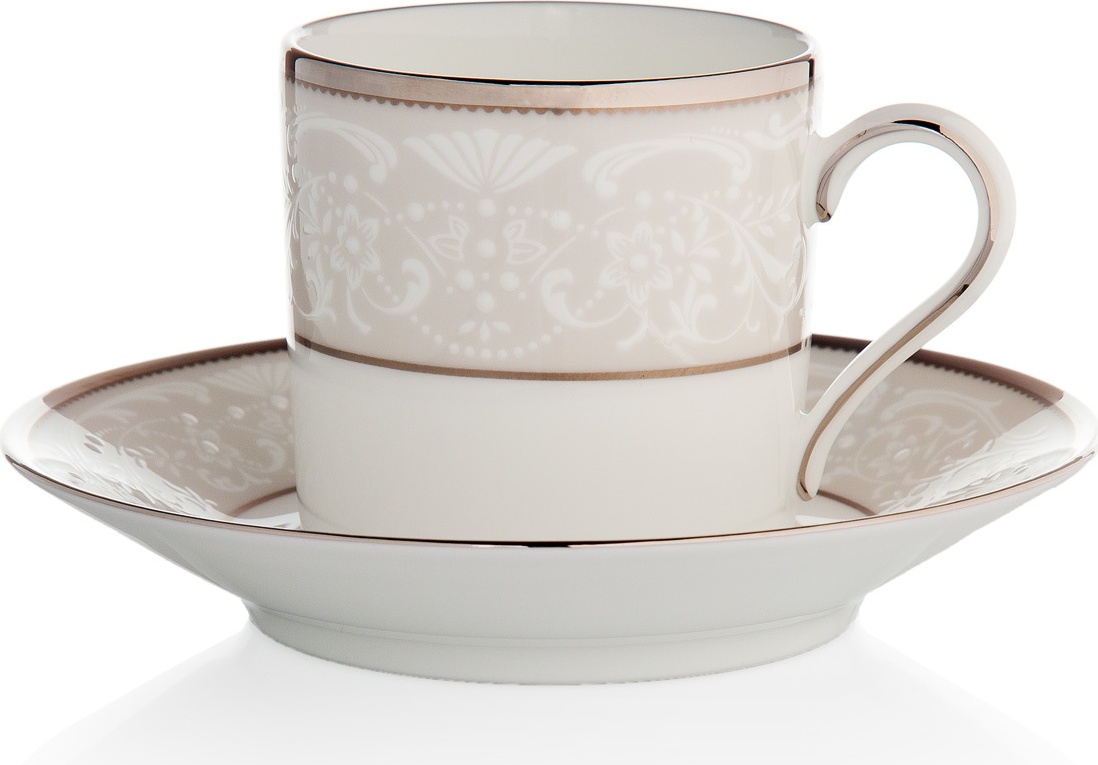 1051847 Noritake Чашка кофейная с блюдцем Noritake "Серебряный дворец" 90мл Фарфор костяной 