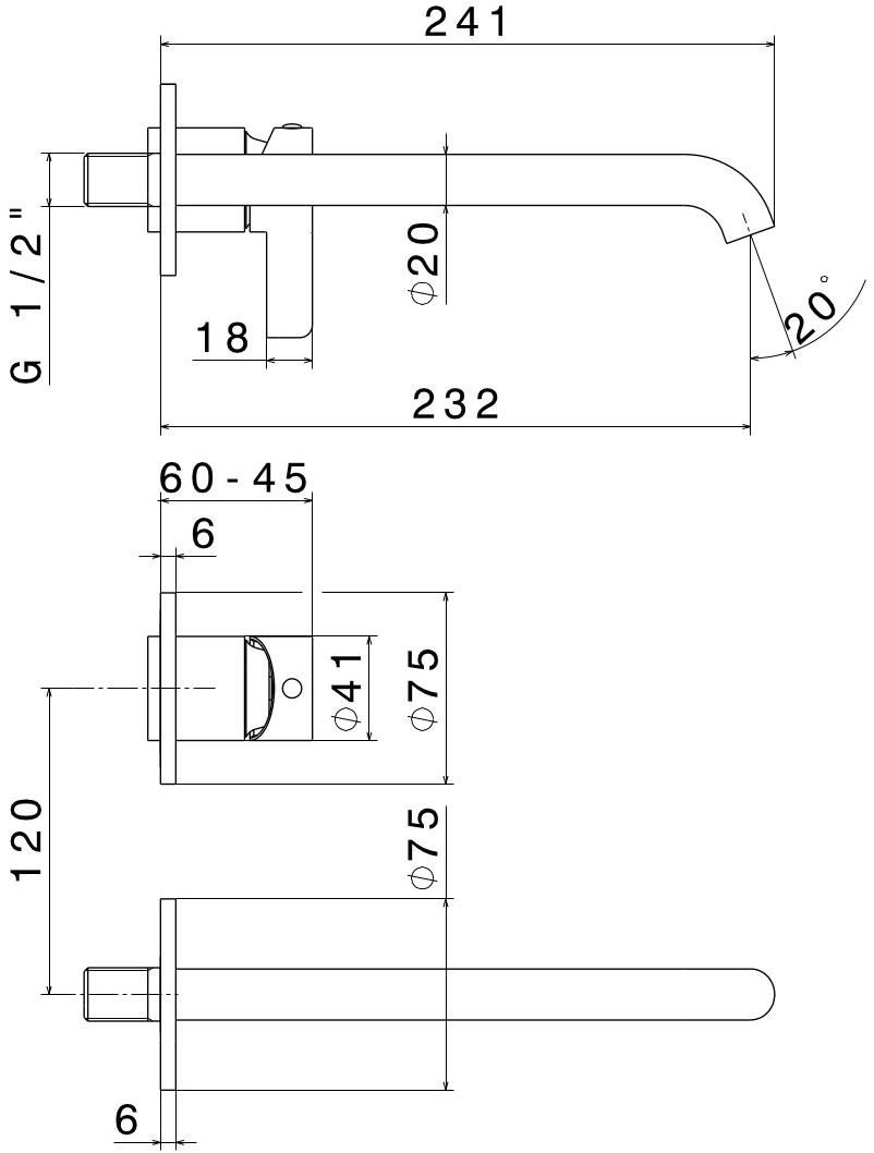 newform Смеситель для раковины настенный, однорычажный, сливной Blink chic sun-id-1430743 - Вид №6