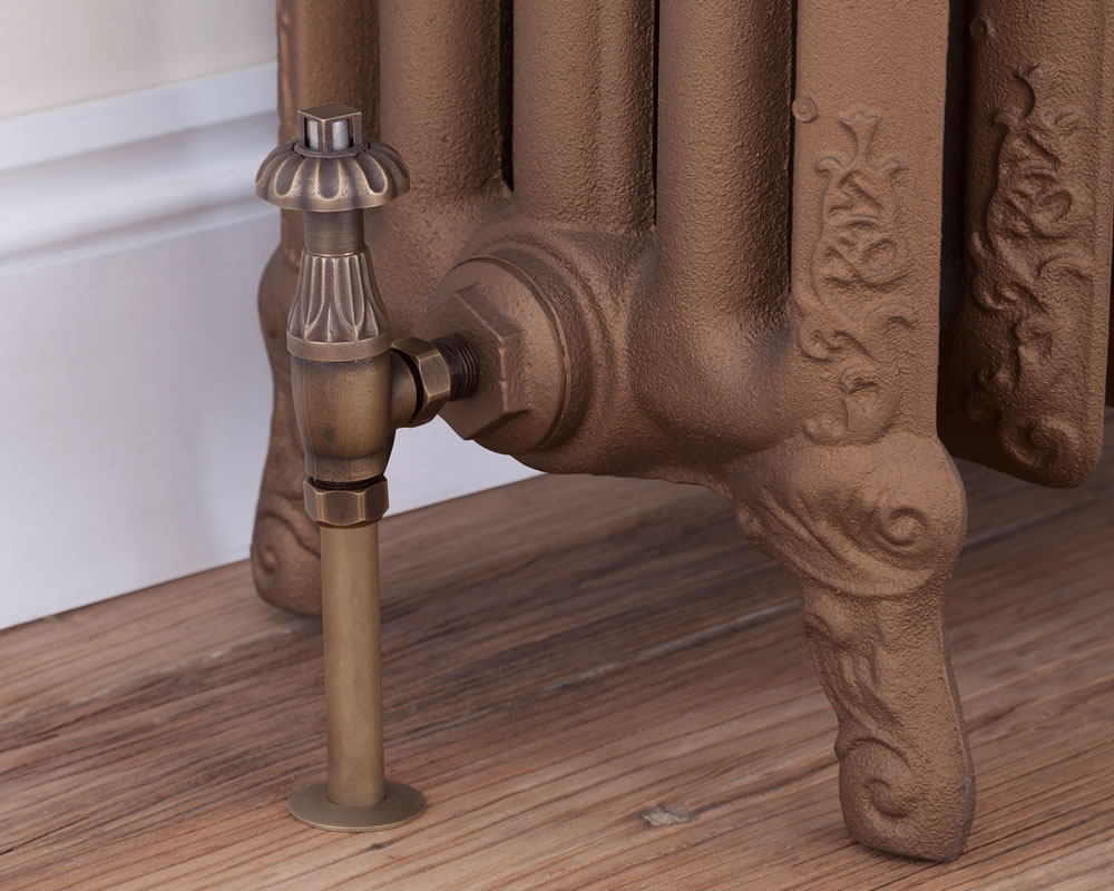 HAN004 Входной термостатический клапан радиатора Crocus Wheel 15 мм (античная латунь) Сarronheating  - Вид №2