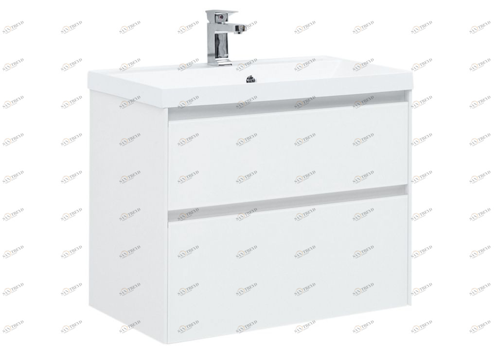 Тумба с раковиной Aquanet Гласс 80 белый 0023836100179395