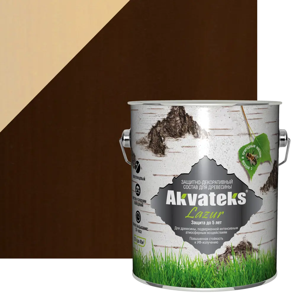 Антисептик Akvateks для защиты древесины с УФ-фильтром 2,7 л 87273262 АКВАТЕКС STLM-0073604