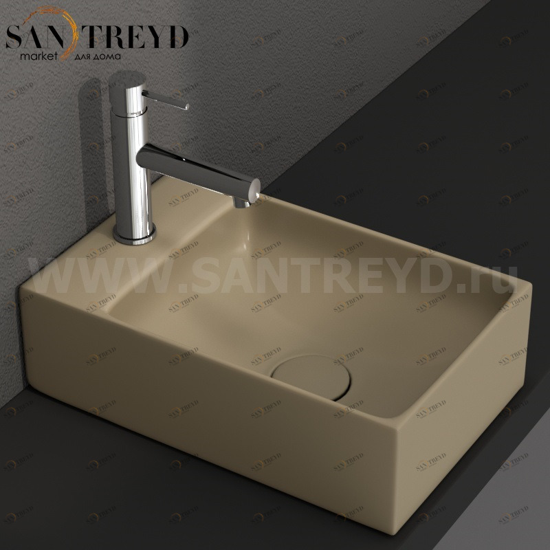 B6R40PA Подвесная раковина настенная прямоугольная Ceramica Globo T-EDGE бежевая