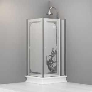 9142P0 Душевая кабина SX с распашной дверью и фиксированной боковой частью для душевого поддона 80x96 SX открывание со стороны 96, цвет Хромированный Kerasan RETRO Италия
