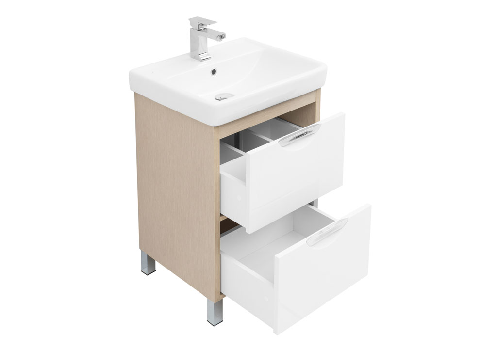 Мебель для ванной Aquanet Гретта 50 New светлый дуб (2 ящика) 00239425 - Вид №3