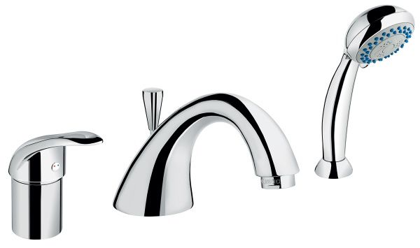 70120RCR Смеситель Luxor с ручным душем для установки на борт ванны, 3 отверстия, цвет хром EMMEVI