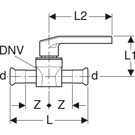 GEBERIT 94953 Шаровой кран Geberit Mapress из нержавеющей стали с рукояткой  - Вид №2