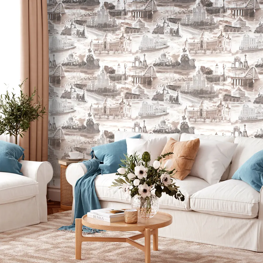 91709935 Обои флизелиновые Style Decor Визит бежевые 1.06 м 1051-61 10-1051 STLM-0834681