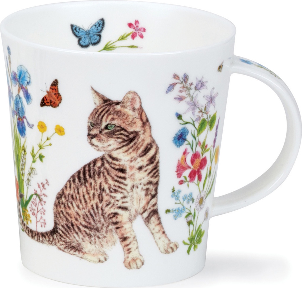 10672735 Dunoon Кружка Dunoon Полосатый кот и цветы.Ломонд 320мл, фарфор Фарфор костяной 