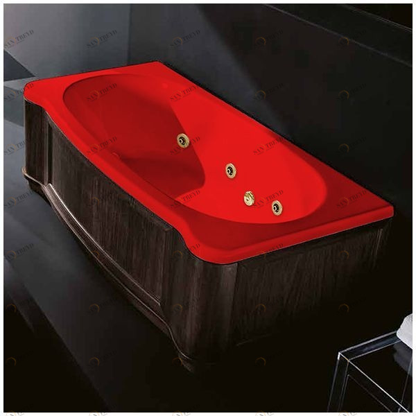 Ванна Gruppo treesse New Classic Young STD-V6747-SX-WV-KZ красная с золотой фурнитурой и гидромассажем прямоугольная левая деревянная панель венге STDV6747SXWVKZ