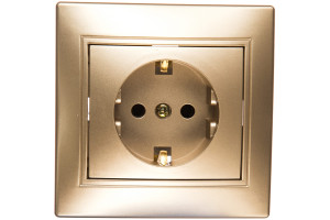 16069392 Розетка 120204 2PE Schuko, 16А, 250В, IP20, СУ, , шампань Б0030059 Intro Plano