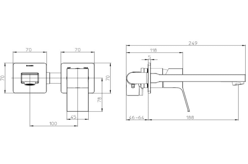 Смеситель для раковины из хромированной латуни Bossini Aki ARCH-00063582 - Вид №1
