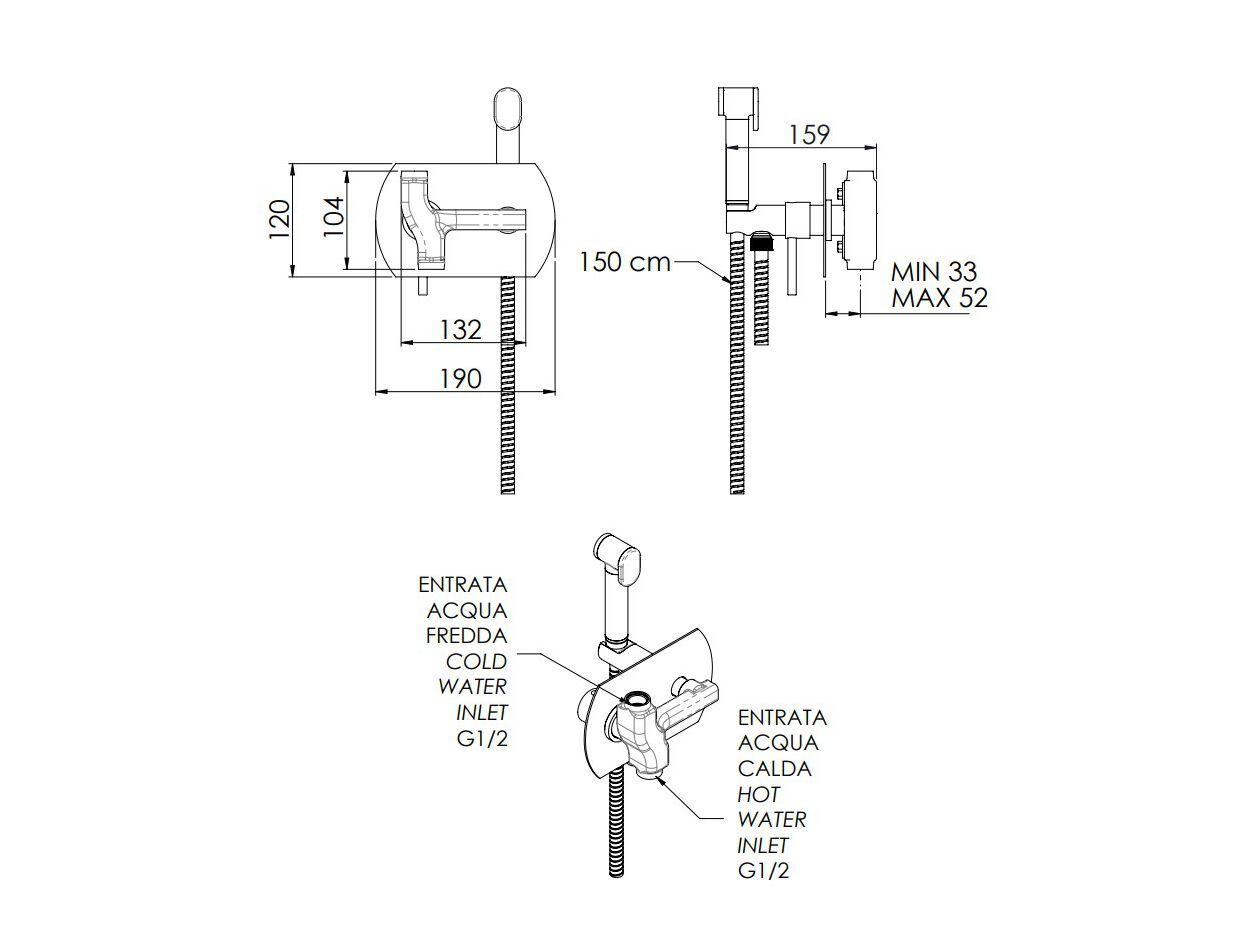 Встраиваемый однорычажный смеситель для душа с пластиной Rubinetterie Mariani Next ARCH-00062307 - Вид №2
