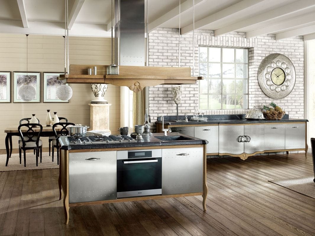 Секционная кухня из нержавеющей стали и дерева Marchi Cucine New Classic ARCH-00094045 - Вид №6