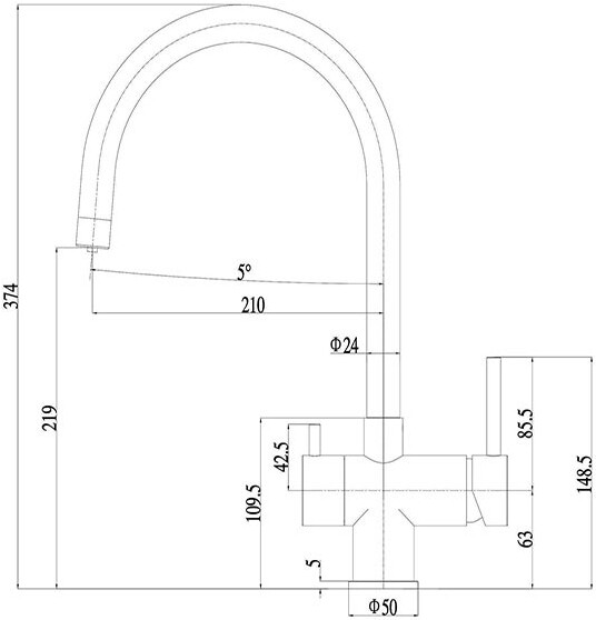 Смеситель ZorG Inox SZR-7020 для кухонной мойки, сталь - Вид №1