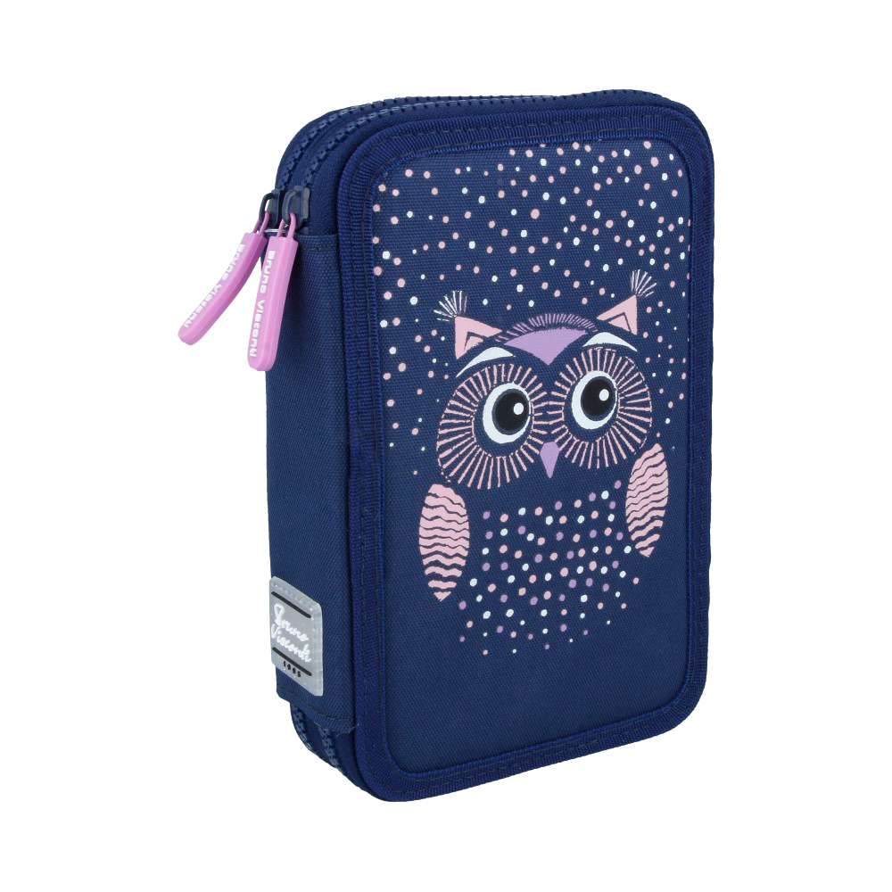 14-051/02 Пенал на молнии два отделения 20 x 12 x 3.5 см "Совенок" Bruno Visconti 