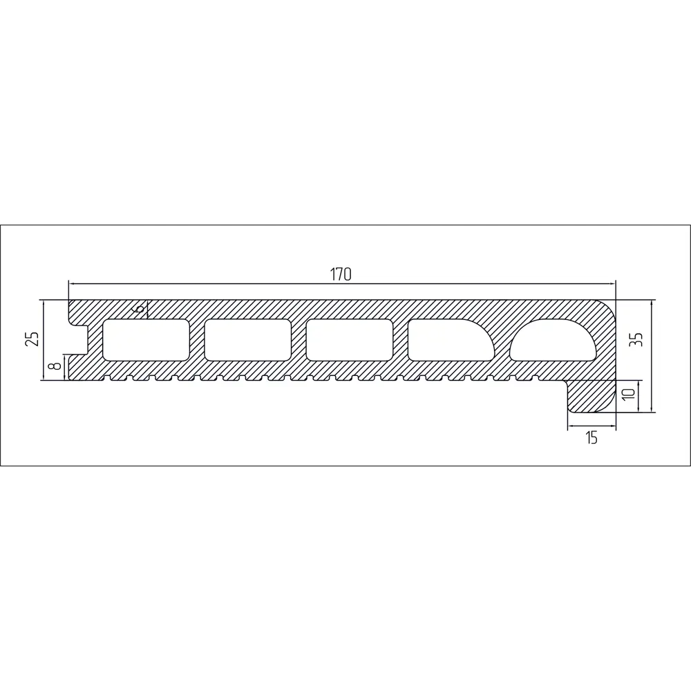 T-DECKS Прямая полуступень из ДПК 35x170x3000 мм венге 88779125 STLM-1013525 - Вид №4