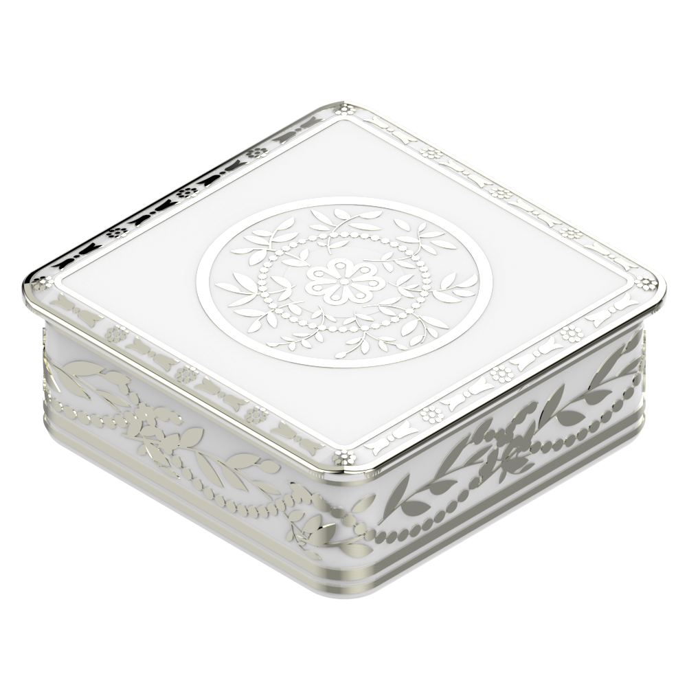 A7G-4617 Фарфоровая квадратная пилюльница 55 x 55 мм Thg-paris Marquise белый с платиновым декором Хром A7G-4617 CAT.A