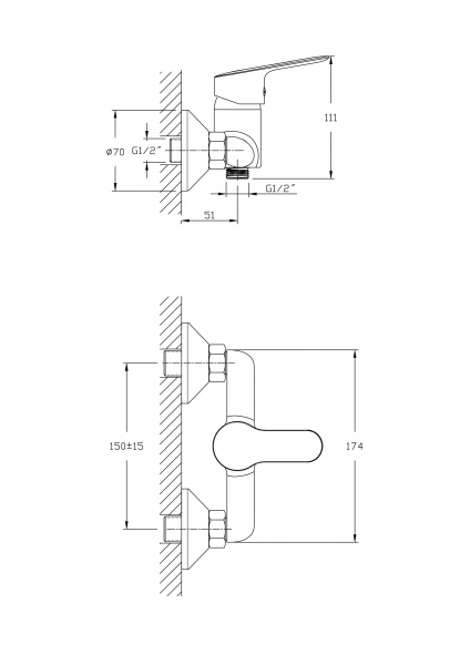 Смеситель для душа Rush Crete CR3535-63 хром 11521136 - Вид №1