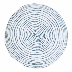 Тарелка фарфоровая обеденная синяя с белыми полосками "Бриз" EASY LIFE БРИЗ 00-3947046 Белый;синий