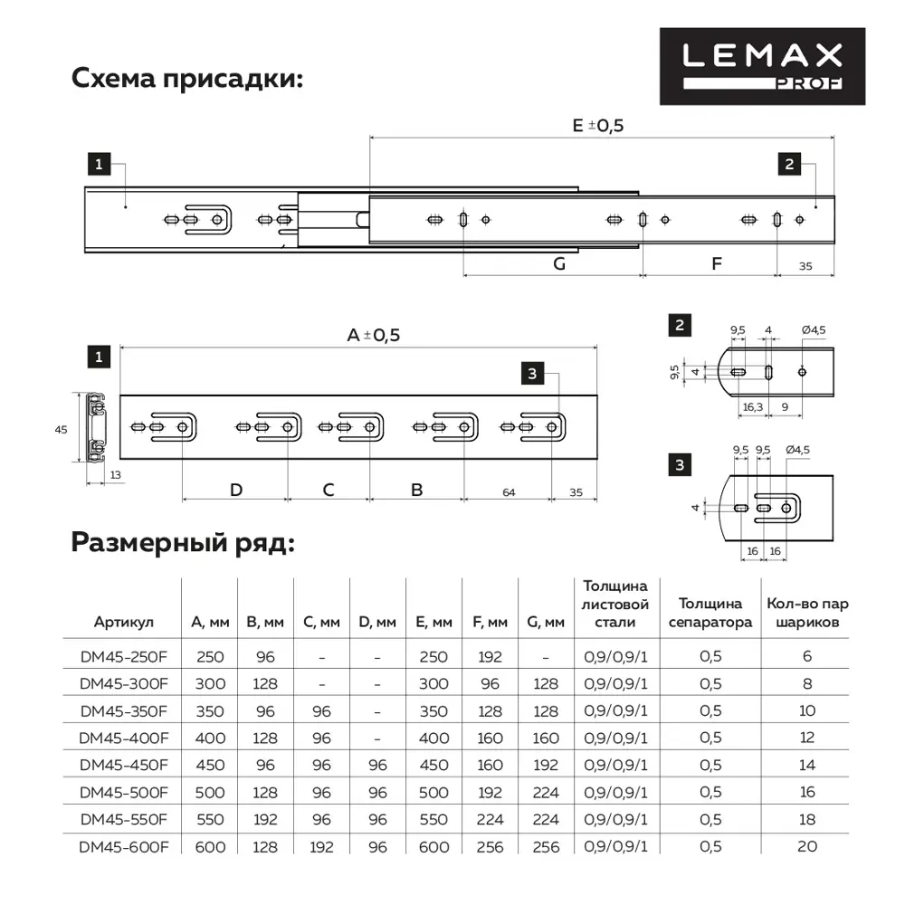 Направляющие Lemax Prof для выдвижных ящиков 400 мм 89407819 STLM-1568640 - Вид №1